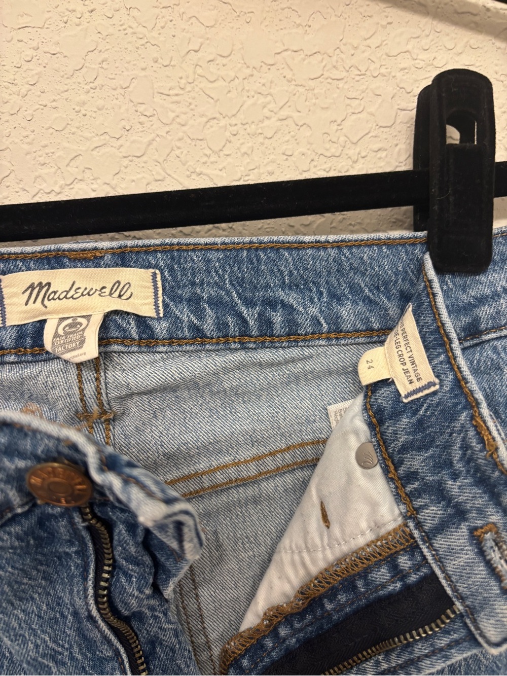 Madewell Perfect Vintage Wide Leg Crop Light Blue Denim Jeans